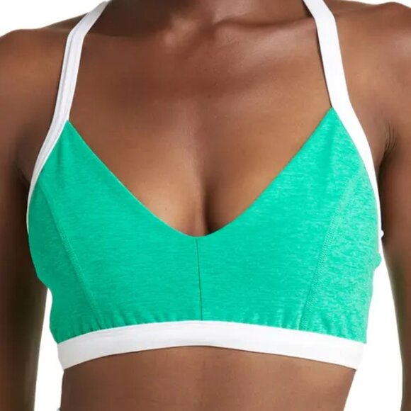 Beyond Yoga Other - Beyond Yoga outline space dye sports bra  green heather with white trim  Small